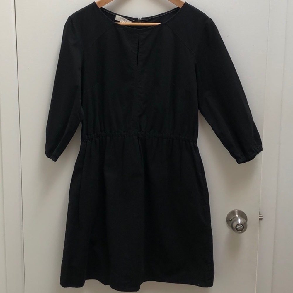 Black dress - 100% organic cotton. Meemoza. 3/4 sleeve. Size L
